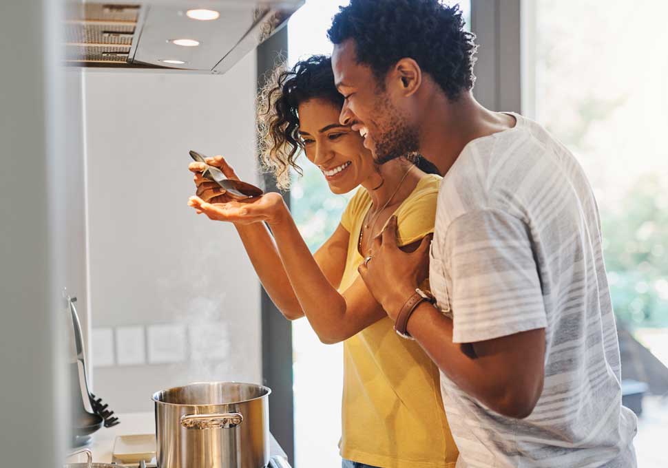 Couple cooking in the kitchen